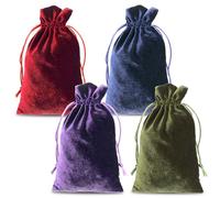 Zelphvt 4 Pcs Velvet Bag 7.8✕5.1 Inch Soft Velvet Pouches with Drawstrings Small Velvets Pouch for Tarot Rune Jewelry Crystal Hand Gift Bags 4 Colors
