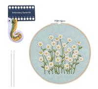 Zelphvt Beginner Embroidery Kits Daisy Flower Beginner Cross Stitch Kits for Adults Embroidery Kit Flowers DIY Needlepoint with Floral Pattern Including Hoop Threads and Instruction