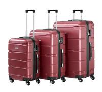 Zelsius 3 piece Luggage Set, red | ABS Hard Shell Suitcase Set with Combination Lock, 4 Wheels and Inner partition | suitcases with Wheels Lightweight Luggage Set, Travel Luggage Set