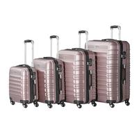 Zelsius 4 Piece ABS Hard Case Set with Combination Lock, Dual Wheels and Inner Divider, Carry-on Briefcase, Hard Case, 4 Piece Set, Trolley Case, Large Suitcase, Luggage Set, pink, Petit, Moyen, Grand