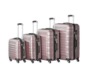 Zelsius 4 Piece ABS Hard Case Set with Combination Lock, Dual Wheels and Inner Divider, Carry-on Briefcase, Hard Case, 4 Piece Set, Trolley Case, Large Suitcase, Luggage Set, pink, Petit, Moyen, Grand
