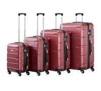 Zelsius 4 piece Luggage Set, red | ABS Hard Shell Suitcase Set with Combination Lock, 4 Wheels and Inner partition | suitcases with Wheels Lightweight Luggage Set, Travel Luggage Set