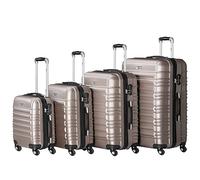 Zelsius ABS Hard Case Set of 4 with Combination Lock, Double Wheels and Inner Partition, Hard Suitcase, 4 Pieces Trolley Suitcase Large Suitcase, champagne, XL: 75 x 50 x 32 cm, Suitcase Set