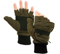Zeltauto Men’s Thinsulate Gloves Convertible Fingerless Mitten Flap Cover Multipurpose (Army Green)