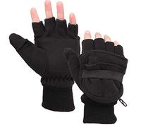 Zeltauto Men’s Thinsulate Gloves Convertible Fingerless Mitten Flap Cover Multipurpose (Black)