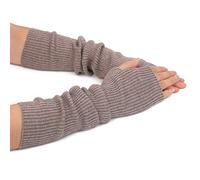 Zeltauto Women’s CASHMERE Blend Knit Arm Warmers Elbow Length Long Fingerless Gloves Mittens with Thumb Hole (Camel)