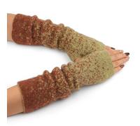 Zeltauto Women’s Cashmere Blended Knit Arm Warmers Elbow Length Long Fingerless Gloves Mittens with Thumb Hole (Color of Fall)