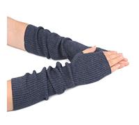 Zeltauto Women's Knit Elbow Length Arm Warmer Thumb Hole Fingerless Glove (Dark Grey)(Size: M)