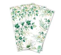 Zelten 2-Ply 20 Count Colored Paper Hostess Napkins Shabby Chic for Wedding Dinner Tea Party Decoupage (Green Leaves, 1)