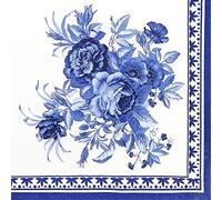 Zelten 2-Ply 20 Count Colored Paper Napkins Shabby Chic Napkins for Wedding Dinner Tea Party Decoration D (Blue Rose, 1)