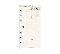Zelten 40 Sheets 80 Pages Colorful Loose Leaf Punched Paper Refills Paper for 6 Hole Binder Personal Organizer Diary Notebook Refillable Planner (A6, Little Girl Monthly Planner)