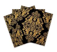 Zelten Colored Paper Party Napkins, 20 Count Shabby Chic for Wedding, Inner, Tea Party, Decoupage, Retro Black