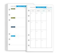 Zelten Colorful Loose Leaf Punched Paper Refills Paper for 6 Hole Binder Personal Organizer Diary Notebook Refillable Planner (Weekly Monthly Planner, A6)