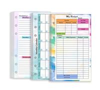 Zelten Colorful Loose Leaf Punched Paper Refills Paper for 6 Hole Binder Personal Organizer Diary Notebook Refillable Planner (Budget Weekly Monthly Planner, A6)