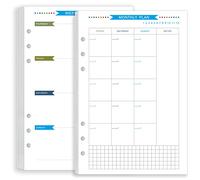 Zelten Colorful Loose Leaf Punched Paper Refills Paper for 6 Hole Binder Personal Organizer Diary Notebook Refillable Planner (Weekly Monthly Planner, A5)