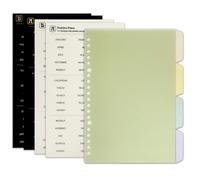 Zelten PP Binder Index Dividers with 4 Sheets Tab Stickers for Personal Organizer (PP Multi Color 4-Tab, A5/20 Hole)