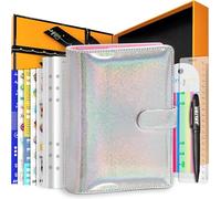 Zelten PU Leather Personal Notebook Planner with 67 Pages Loose-Leaf Papers 6 Holes Ring Binder Pen Holder Magnetic Buckle (Rainbow Glitter,A5 Gift Box)
