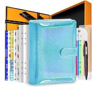 Zelten PU Leather Personal Notebook Planner with 67 Pages Loose-Leaf Papers 6 Holes Ring Binder Pen Holder Magnetic Buckle (Indigo Glitter,A5 Gift Box)