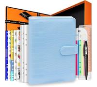 Zelten PU Leather Personal Notebook Planner with 67 Pages Loose-Leaf Papers 6 Holes Ring Binder Pen Holder Magnetic Buckle (Sky Blue Crocodile Pattern,A5 Gift Box)