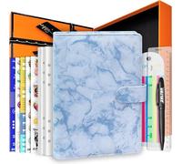 Zelten PU Leather Personal Notebook Planner with 67 Pages Loose-Leaf Papers 6 Holes Ring Binder Pen Holder Magnetic Buckle (Blue Marble,A5 Gift Box)
