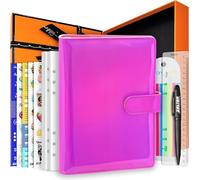 Zelten PU Leather Personal Notebook Planner with 67 Pages Loose-Leaf Papers 6 Holes Ring Binder Pen Holder Magnetic Buckle (Holographic Magenta,A5 Gift Box)