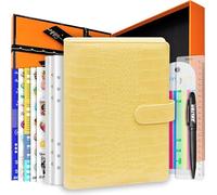 Zelten PU Leather Personal Notebook Planner with 67 Pages Loose-Leaf Papers 6 Holes Ring Binder Pen Holder Magnetic Buckle (Yellow Crocodile Pattern,A5 Gift Box)