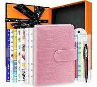 Zelten PU Leather Personal Notebook Planner with 67 Pages Loose-Leaf Papers 6 Holes Ring Binder Pen Holder Magnetic Buckle (Pink Crocodile Pattern,A6 Gift Box)