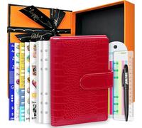 Zelten PU Leather Personal Notebook Planner with 67 Pages Loose-Leaf Papers 6 Holes Ring Binder Pen Holder Magnetic Buckle (Red Crocodile Pattern,A6 Gift Box)
