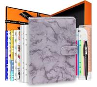 Zelten PU Leather Personal Notebook Planner with 67 Pages Loose-Leaf Papers 6 Holes Ring Binder Pen Holder Magnetic Buckle (Gray Marble,A5 Gift Box)