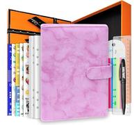 Zelten PU Leather Personal Notebook Planner with 67 Pages Loose-Leaf Papers 6 Holes Ring Binder Pen Holder Magnetic Buckle (Pink Marble,A5 Gift Box)