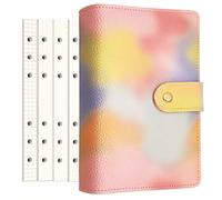 Zelten PU Leather Personal Notebook Planner with 80 Pages Loose-Leaf Papers 6 Holes Ring Binder Pen Holder Magnetic Buckle (Pink Dream,A6 Mini)