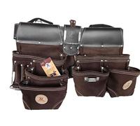Zeluga 20-380 Sued Leather Tool Belt, Bag, Hammer Holder, Carpenter, Construction, Framers, Handyman and Electrician Tool Bag Set, Dark Brown