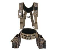 Zeluga 20-523 Large Pockets Tool Belts for men with Suspenders, 4" Padded Toolbelt, Steel Hammer Holster, Carpenter Tool Pouch, Professional Tool Vest for men Construction, Camo