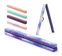 ZELUS 2.1 m Folding Balance Beam, Foldable Floor Gymnastics Balance Beam with Carry Handles Suede Cover & Nonslip Base, Portable Gymnastics Equipment for Beginners Gymnasts, Blue Starry Sky
