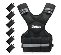 ZELUS Adjustable Weighted Vest 9-14.5 kg with 6 Iron Sand Weights, Front Pocket, Reflective Strips - For Men & Women FWV5KG