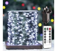 ZELUXDOT 100ft 300LED Fairy Light String Green Copper Wire Cool White, Outdoor/Indoor Waterproof LED Light String with Remote Control 8 Modes for Christmas Tree, Patio, Garden, Backyard