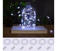 ZELUXDOT 6 Packs 6.6ft 20 LEDs Star Fairy Lights Battery Operated,Mini Star String Lights,Waterproof Twinkle Starry Light for DIY Bottle Table Christmas Ramadan Wedding Halloween Decor,Cool White