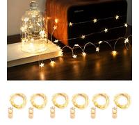 ZELUXDOT 6 Packs 6.6ft 20 LEDs Star Fairy Lights Battery Operated,Mini Star String Lights,Waterproof Twinkle Starry Light for DIY Bottle Table Christmas Ramadan Wedding Halloween Decor,Warm White