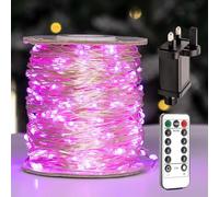 ZELUXDOT LED Fairy Lights Long Silver Wire Plug in String Lights 8 Modes for Wedding Indoor Outdoor Christmas Tree Patio Porch Garden Decoration (200FT/60M, Pink)