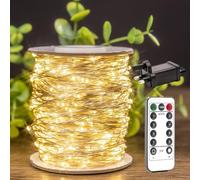 ZELUXDOT LED Plug in Fairy String Lights 100FT 5cm spacing Waterproof Warm White String Lights 600 LED Remote Control for Living Bed Room, Backyard, Patio, Garden, Wedding or Christmas Decorating