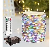 ZELUXDOT Multicolor Fairy Lights Extra Long Plug in LED Silver Wire String Lights 8 Modes for Wedding Indoor Outdoor Christmas Tree Patio Porch Garden Decoration (100FT 300 LED)