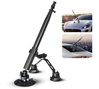 Zelvoro Triple Suction Cup 360 Camera Car Mount, with 2in1 Extension Pole/Selfie Stick, Strong Suction Cup Camera Mount