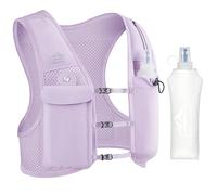 Zelvot Running Vest for Women Men, UK Original Patent, Adjustable Chest Straps Running Hydration Vest with 500ml Water Bottle, Reflective Hydration Backpack with Phone Holder (Purple, XS/S)