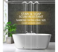 ZEMAHOME Narrow Long Clear Plastic Shower Curtain Liner, 36x84 Inch Thin Lightweight Transparent Plastic Bathroom Shower Showroom Inner Curtain with Rustproof Metal Grommet Holes and Weighted Magnets