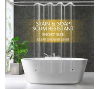 ZEMAHOME Short Size PEVA Plastic Shower Curtain Liner Premium Light Weight 47" x 64" Clear Bathroom Shower Showroom Curtain Liner with Rustproof Metal Gromments and Weighted Magnet