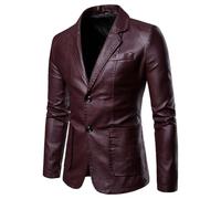 ZEMALON Men Jacket Youth Personality Men Trend Outdoor Jacket Temperament Vintage Men Moto Jacket Casual Fashion Men Handsome Synthetic Leather Jacket C-Wine Red XXL