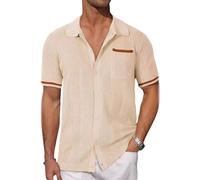 ZEMALON Mens Short Sleeve Mens Casual T-Shirt Mens Classic Polo Shirt Mens Fashion Trend Print T-Shirt Mens Solid Color T-Shirt Mens Base Shirt H-Khaki M