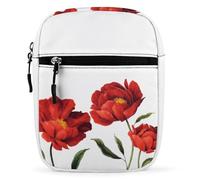 Zemblesong Shoulder Bag, Red Poppy Flowers Crossbody Bag, Multi Purpose Small Satchel for Work Business Travel