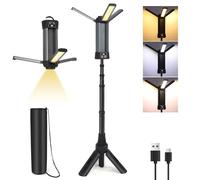ZEMBSOYA LED Work Light with Magnetic Stand 800-2000LM 3 Colour Temperatures 3-Sided Head Digital Display Rechargeable Rotating Work Light Camping Light with Removable Tripod, Hook