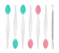 ZEMINRI 6 PCS Silicone Exfoliating Lip Brush & 1 PCS Blackhead Remover, Double-Sided Design, Lip Scrub Exfoliator and Black Head Remover for Deep Cleansing of Face for Women and Girls (7 PCS in All)